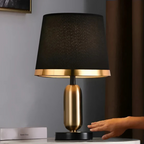 Retro-Inspired Black and Gold Table Lamp for Modern Decor