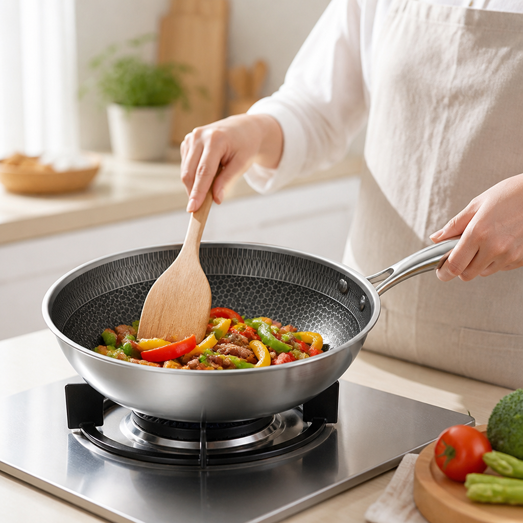 Coating-Free Stainless Steel Wok & Frying Pan (26 cm)