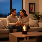 Glass Cylinder Bioethanol Fireplace for Tabletop with Metal Base