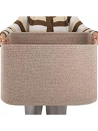 Large Rectangular Rope Storage Basket with Handles for Laundry