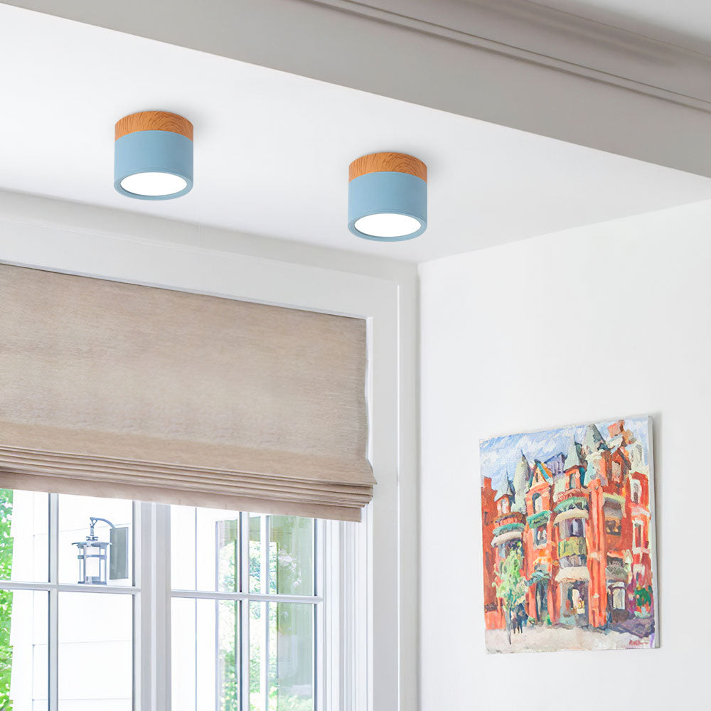 Sleek Modern LED Ceiling Fixture with Wood Accent