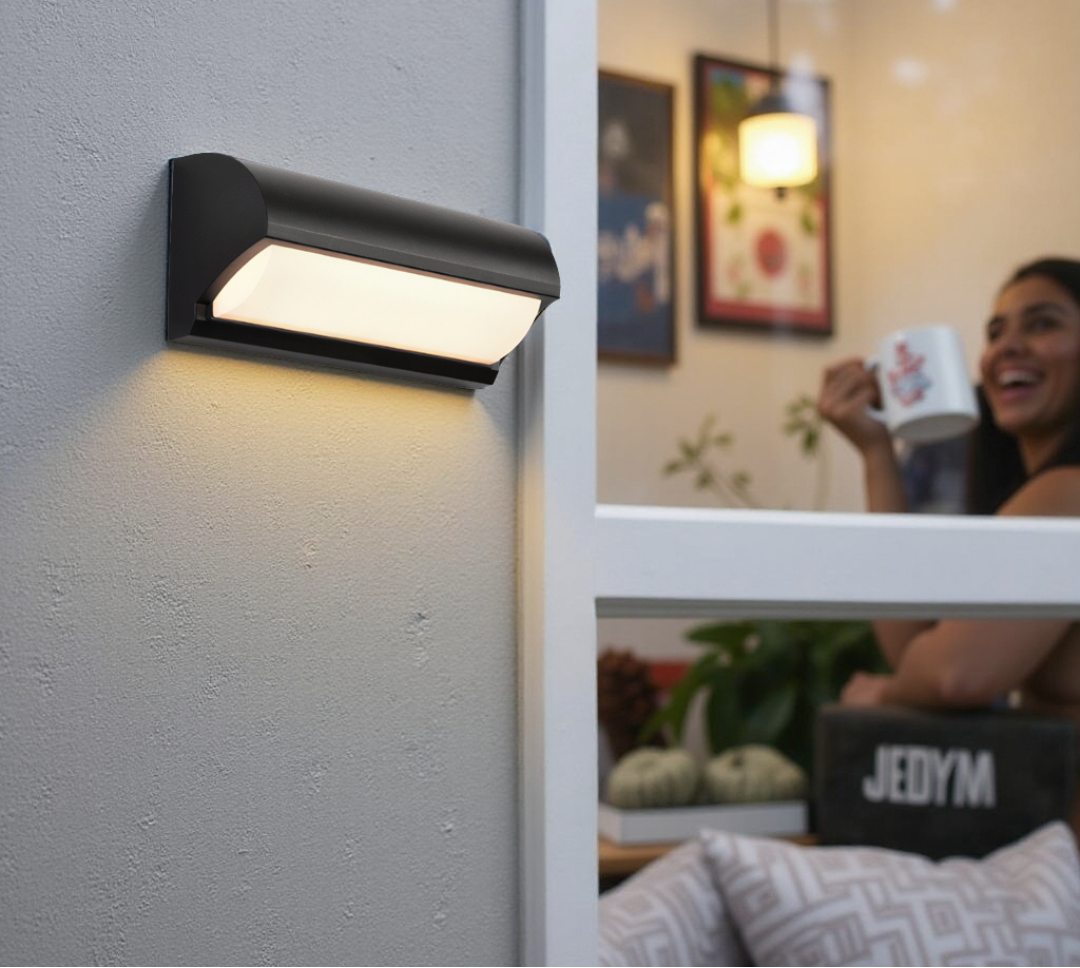 Rectangular LED Panel Outdoor Wall Light in Black