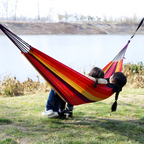 Striped Pattern Outdoor Hammock with Rope Loops