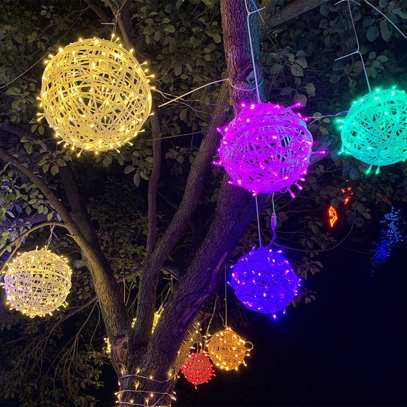 LED Sphere Lights with Metal Wire Ball Design for Hanging Decor