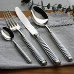 Silver Cutlery Set of 4 with Textured Grip
