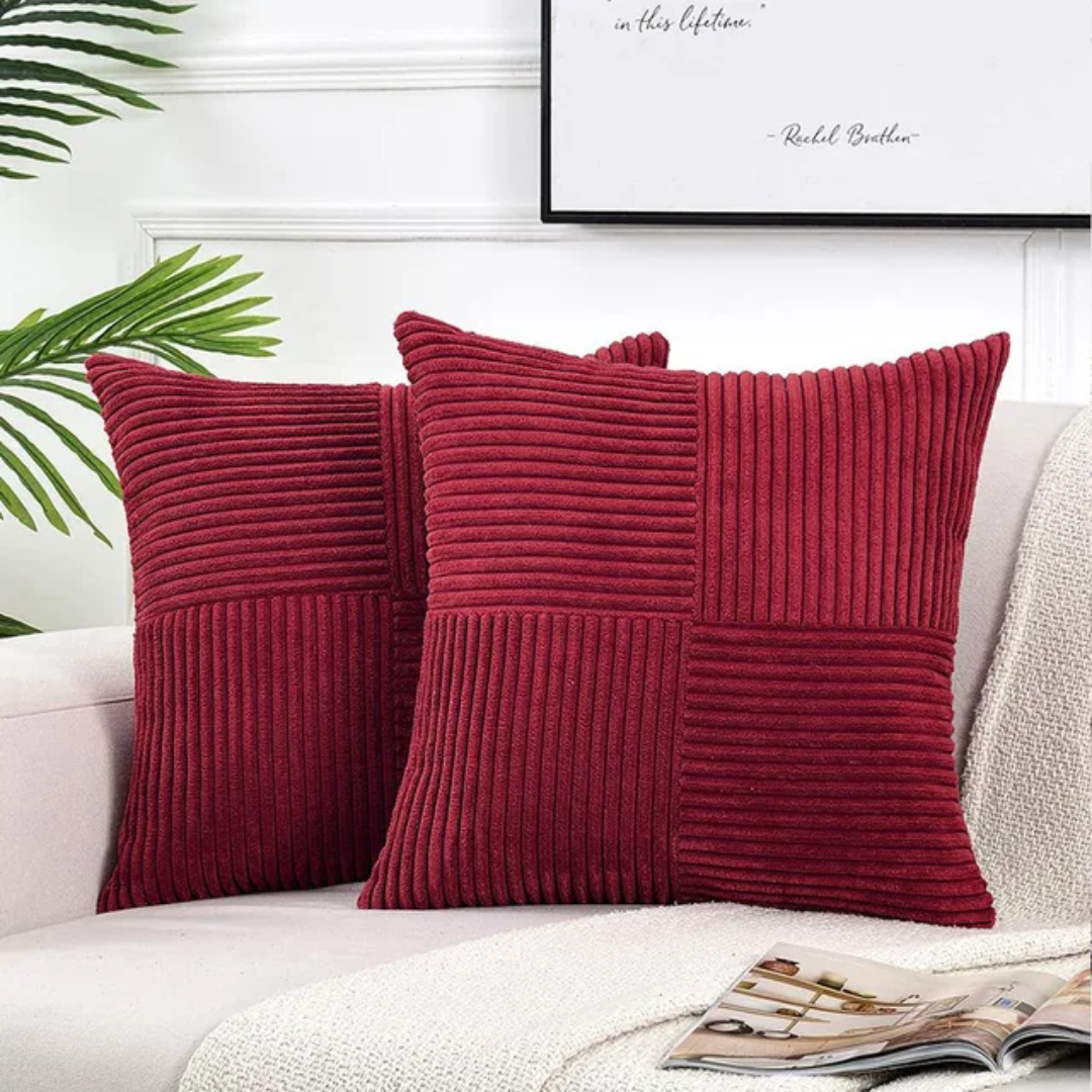 Striped Throw Pillow Covers – Soft Corduroy Cushion Covers