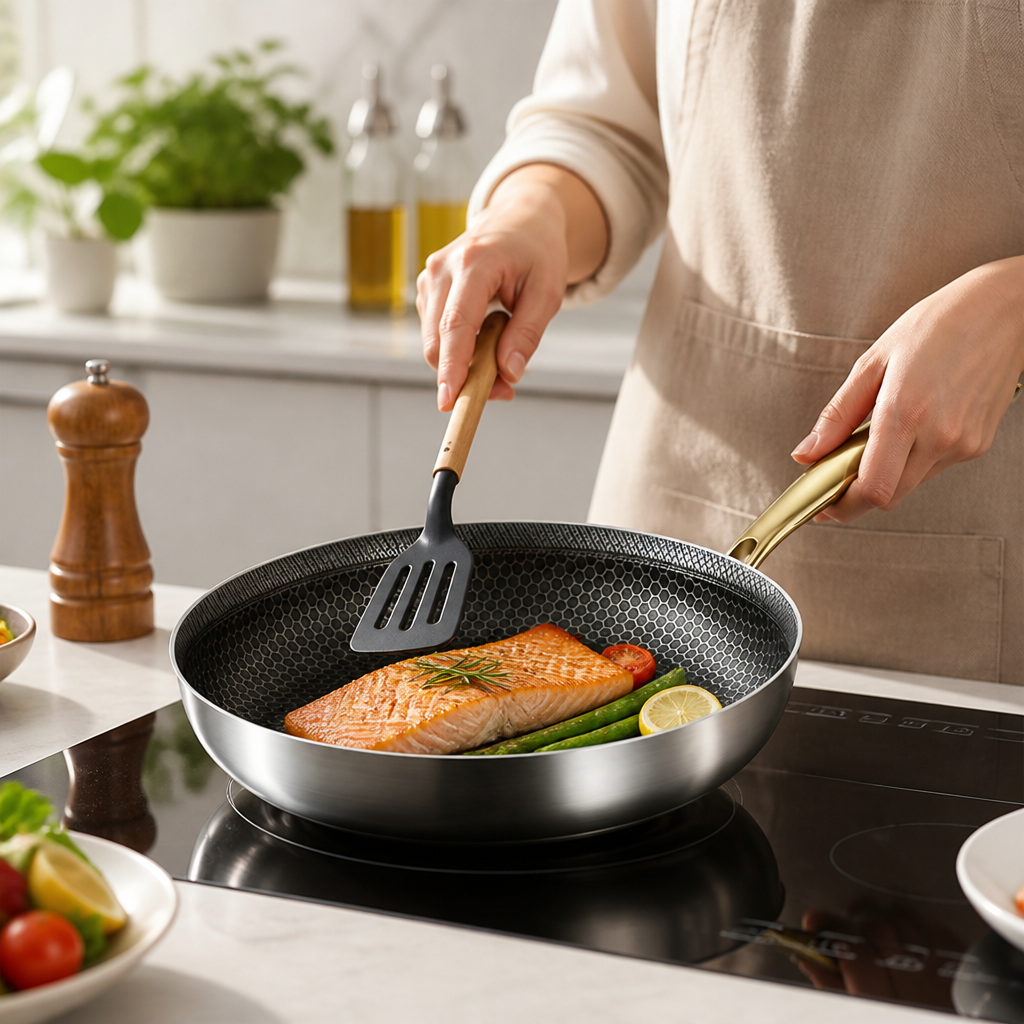 Honeycomb Nonstick 316 Stainless Steel Frying Pan (Induction Compatible)