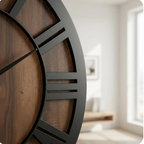 Classic Elegance Black Metal & Walnut Wall Clock with Silent Functionality