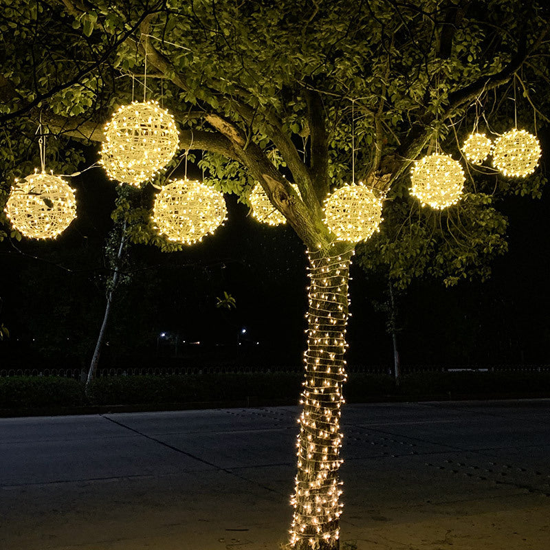 LED Sphere Lights with Metal Wire Ball Design for Hanging Decor