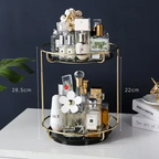 Gilded Glam 2-Tier Rotating Vanity Display for Beauty Essentials
