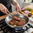 Uncoated Pure Titanium Dot-Texture Frying Pan (Induction & Oven-Safe)