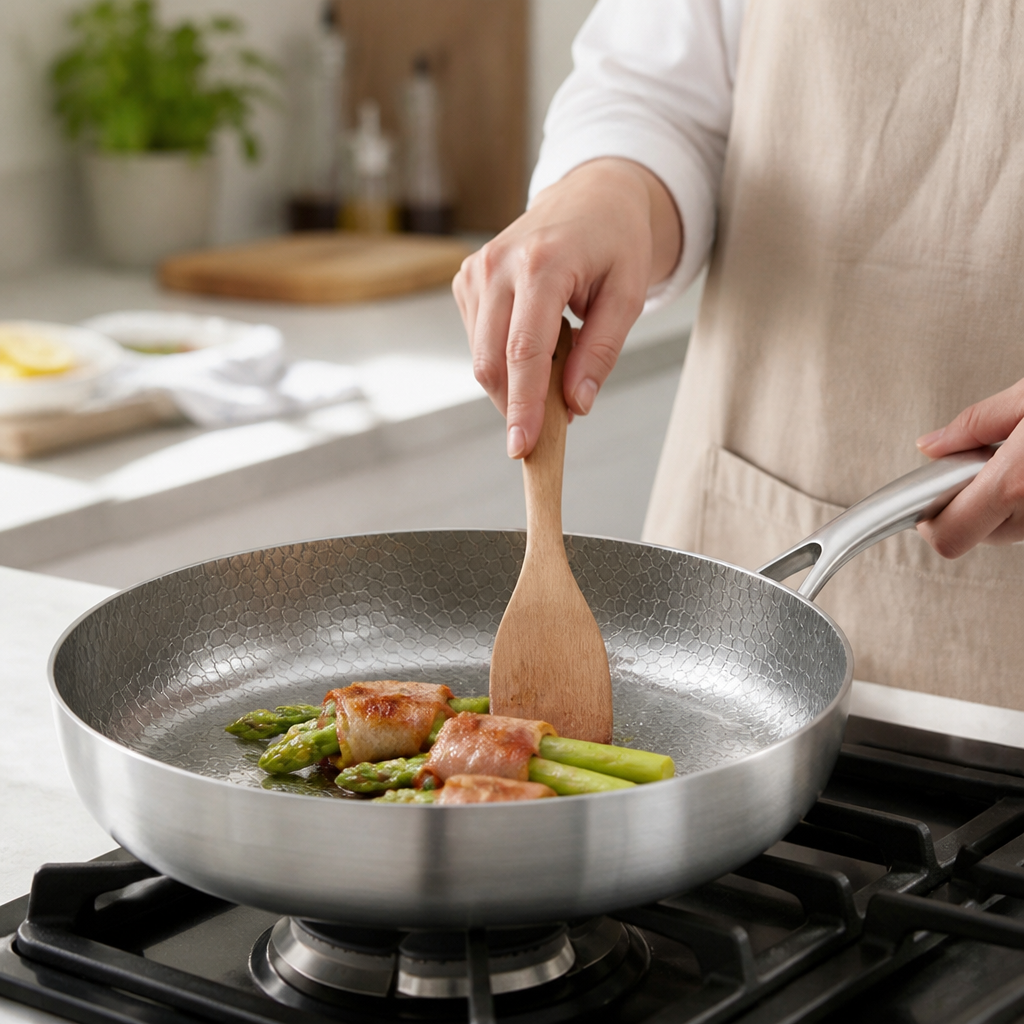 Thick Hammered Titanium Non-Coated Non-Stick Frying Pan (Induction & Gas Compatible)