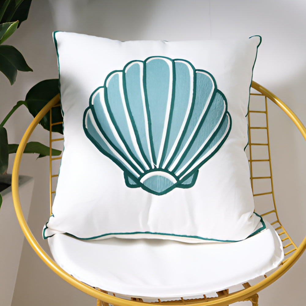 Embroidered Cushion Cover with Ocean Design