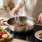 Durable Titanium Induction-Compatible Frying Pan (30 cm, Anti-Scald Handles)