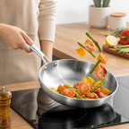 Uncoated Stainless Steel Induction & Gas Compatible Frying Pan (Multiple Sizes)