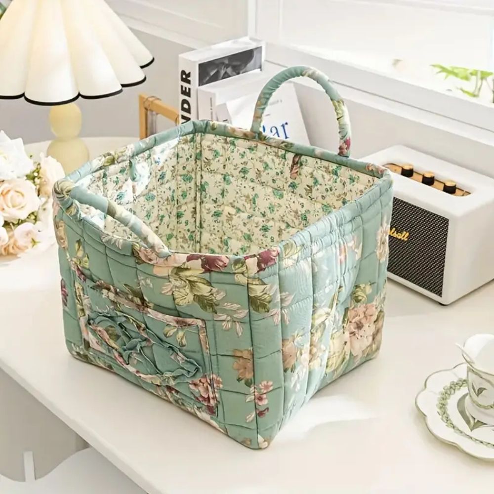 Retro Floral Pattern Storage Basket for Organizing