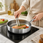 Titanium Non-Stick Flat-Bottom Frying Pan (7.87-Inch, With Lid)