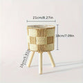 Handcrafted Rattan Planter with Wooden Legs - Bohemian Bamboo Flower Stand