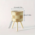 Handcrafted Rattan Planter with Wooden Legs - Bohemian Bamboo Flower Stand