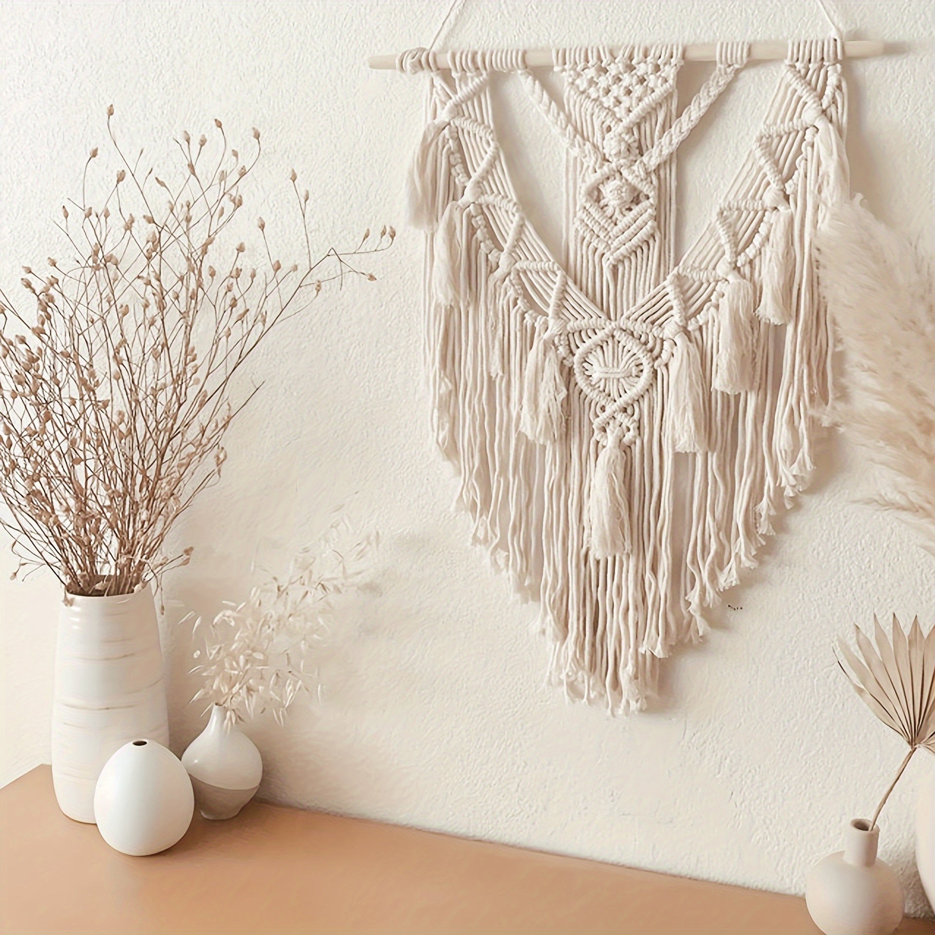 Handwoven Tapestry Wall Decor in Bohemian Macrame Style