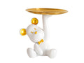 Bear Figurine with Round Tray for Tabletop Decoration