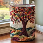 Quilted Cotton-Polyester Self-Standing & Foldable Laundry Basket