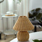 Boho Accent Lamp with USB Power - Woven Bamboo Desk Light