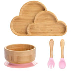 Children's Tableware Set Bamboo Suction Base 4-Piece