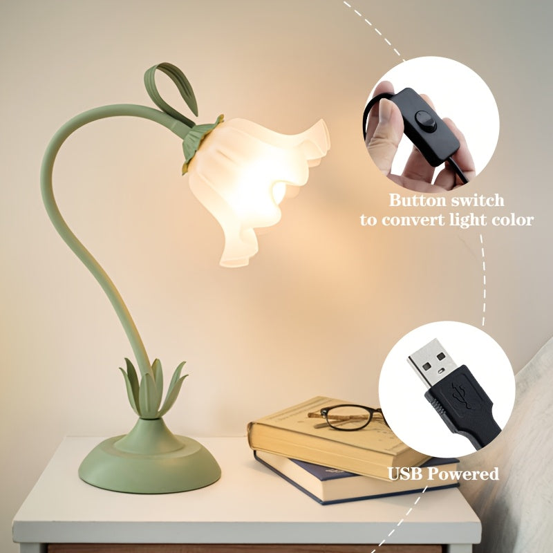 USB Powered Table Lamp with Floral Design