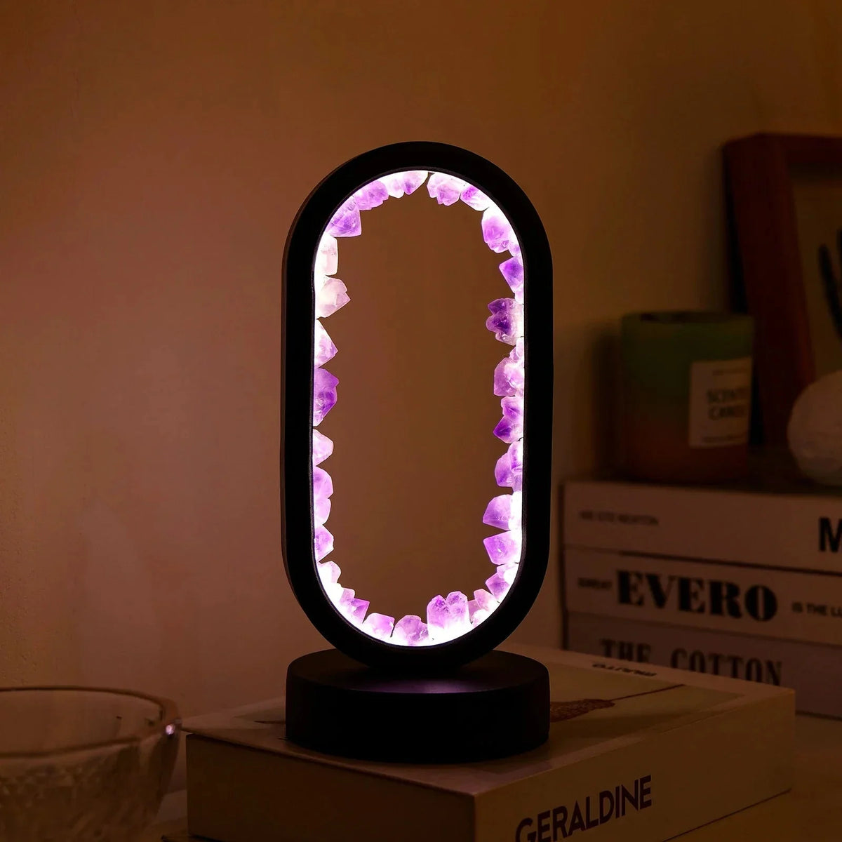 Crystal Lamp Handcrafted Natural Amethyst Ambient Light