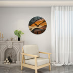 Round Glass Wall Clock with Faux Wood Grain - Nordic Style Decor
