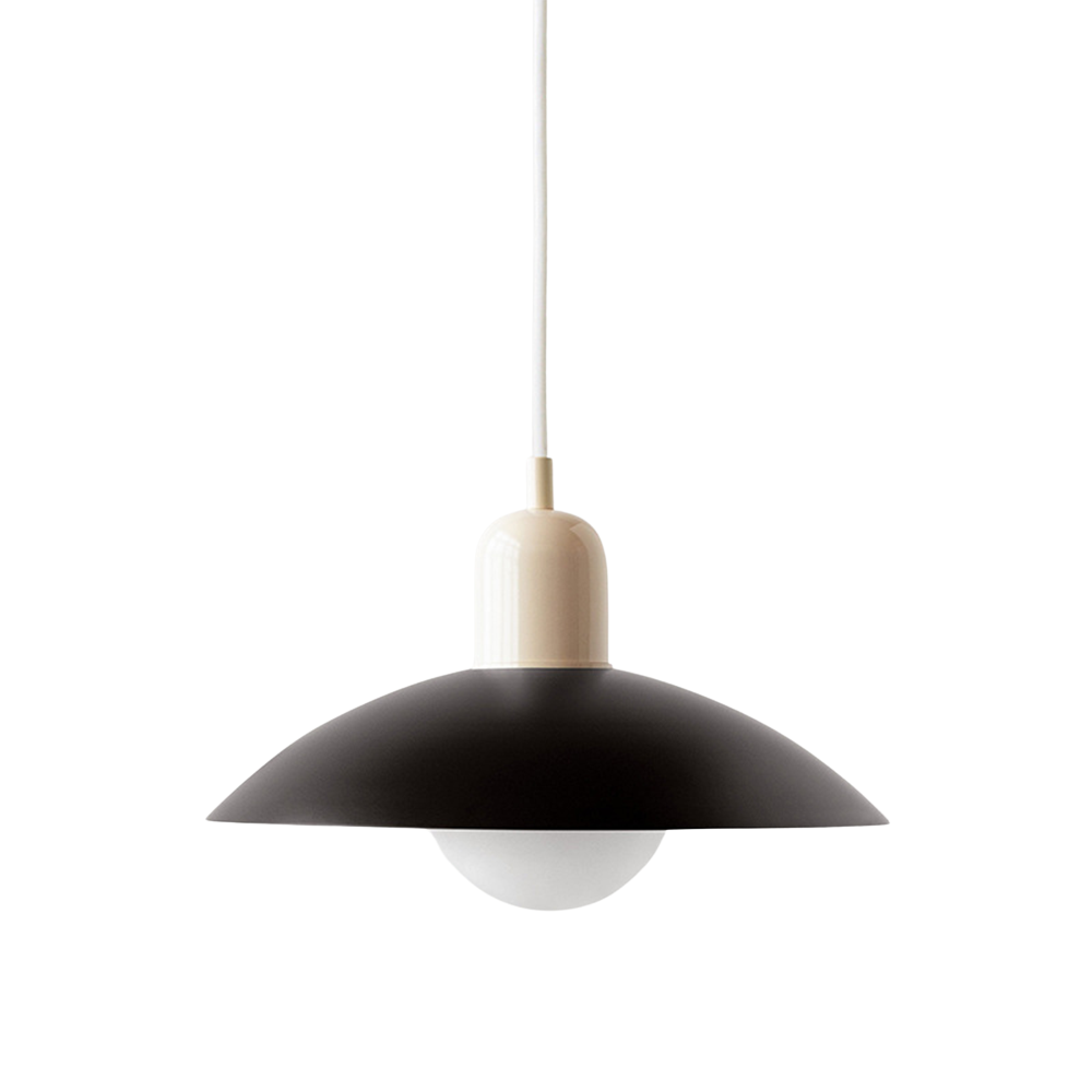 Ceiling Light Fixture with Curved Metal Shade - Hanging Design