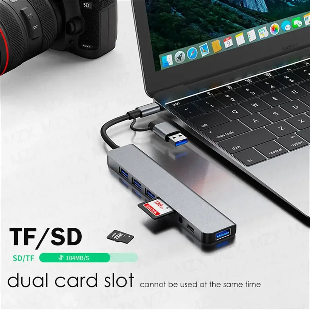 USB-C Hub 8-in-1 Aluminum SD & TF Reader