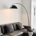 Arc Shaped Floor Lamp in Black Metal with Circular Base