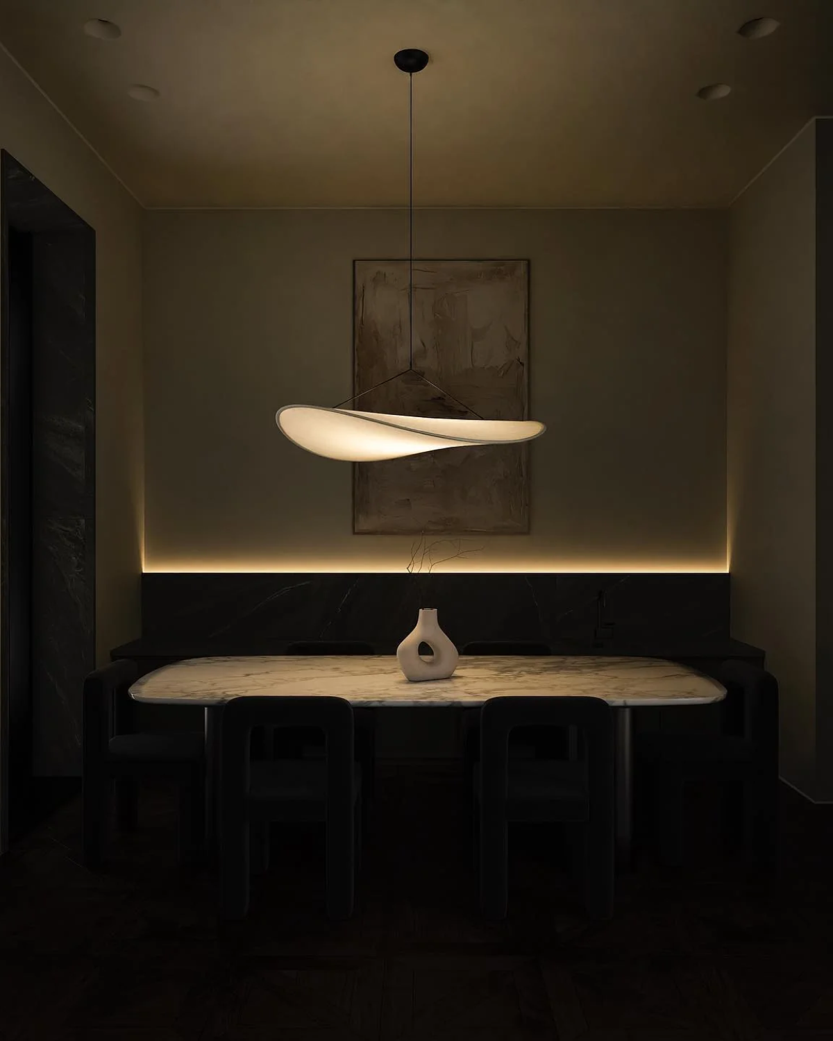 Ribbon-Shaped Warm White Pendant Light (Multiple Sizes)