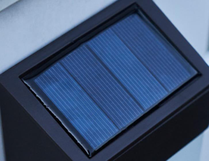 Rectangular Glass Shade Solar Wall Light in Black Metal