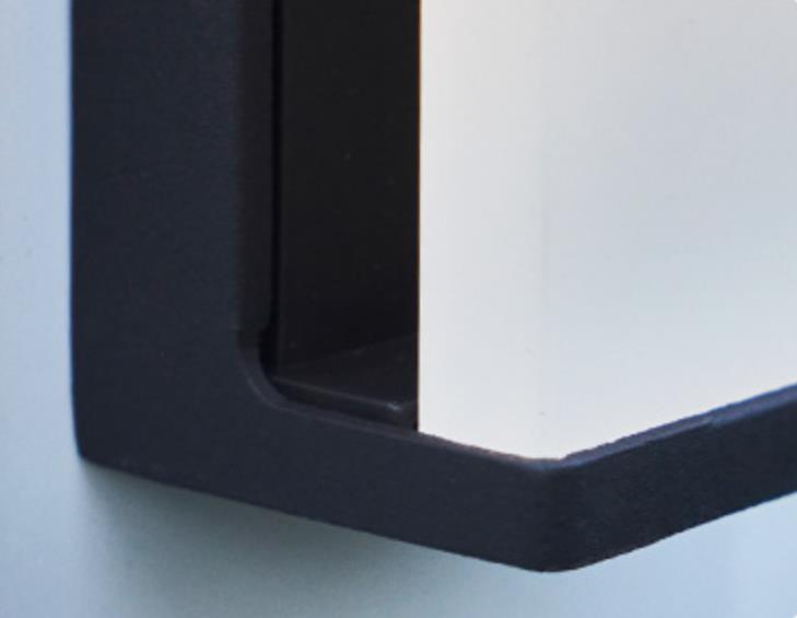 Rectangular Glass Shade Solar Wall Light in Black Metal