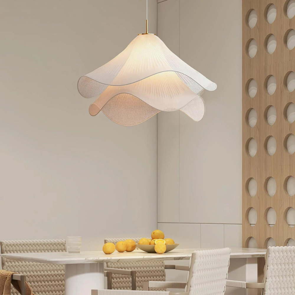 Height-Adjustable Fabric Shade 3000K LED Pendant Lamp