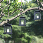 LED Candle Lantern for Outdoors - Solar-Powered with Glass Panels