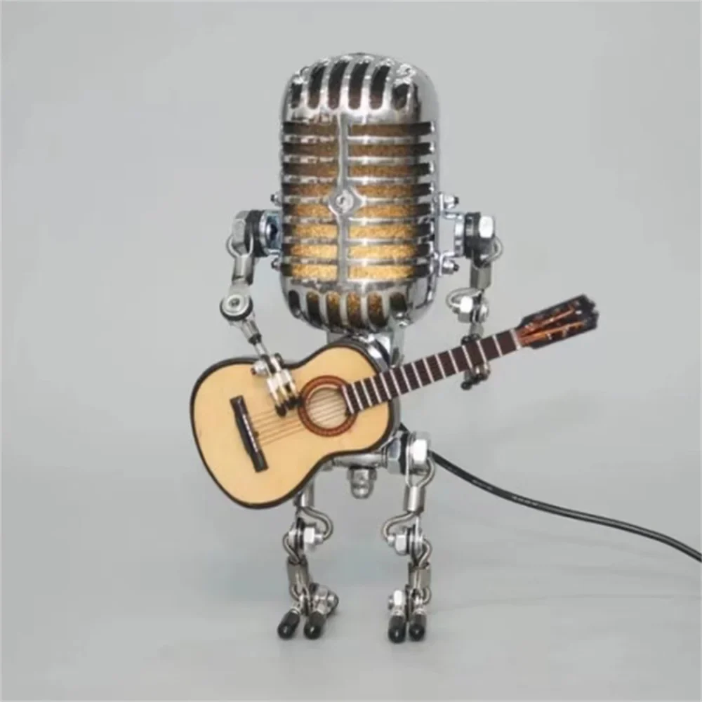 Table Lamp Retro Microphone & Guitar Warm Glow