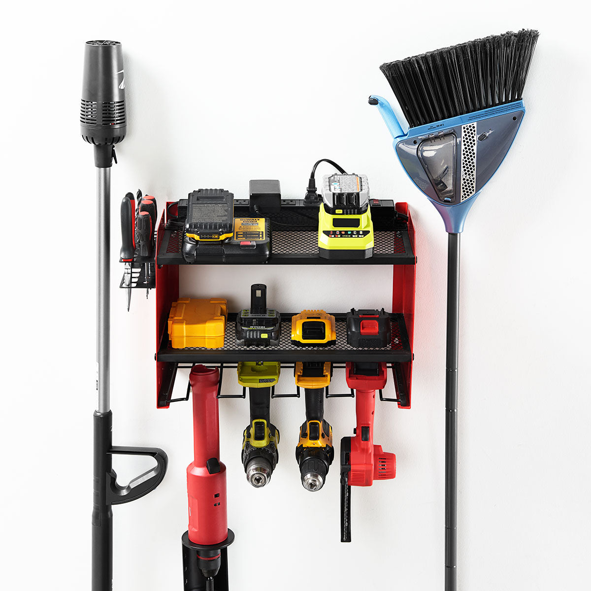 Wall-Mounted Tool Storage Shelf for Garage Organization