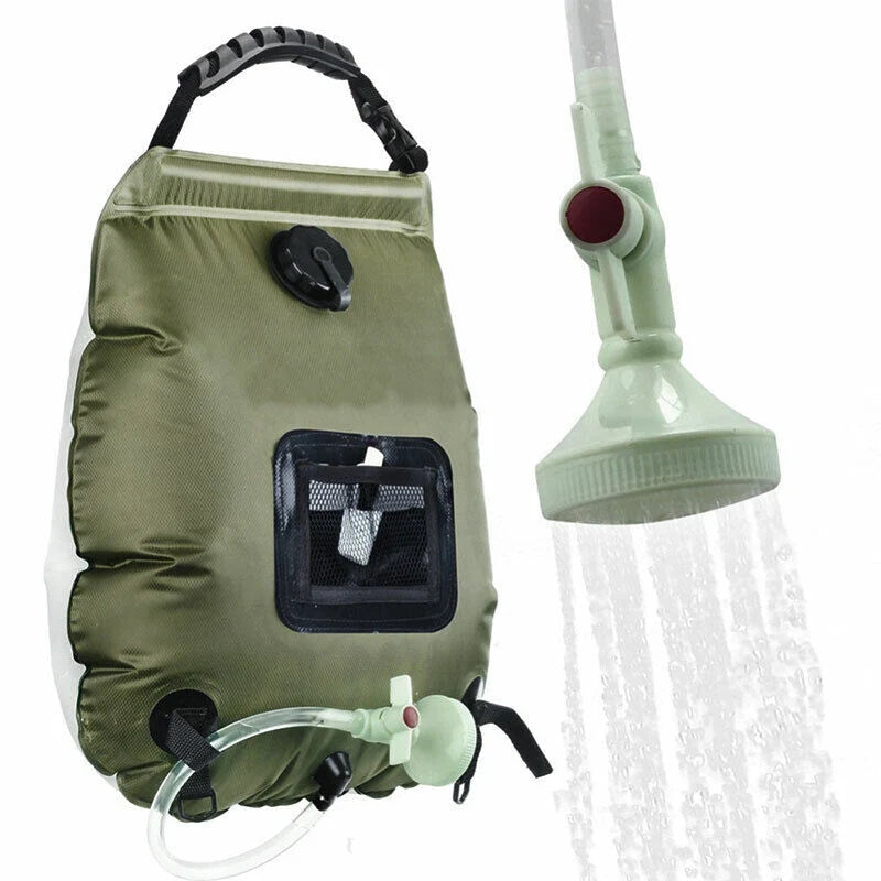 Camping Shower 20L Heat-Absorbing PVC Adjustable Head & Hose