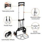 Folding Hand Truck Aluminum 165 Lb Capacity Quiet Wheels