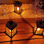 LED Candle Lantern for Outdoors - Solar-Powered with Glass Panels