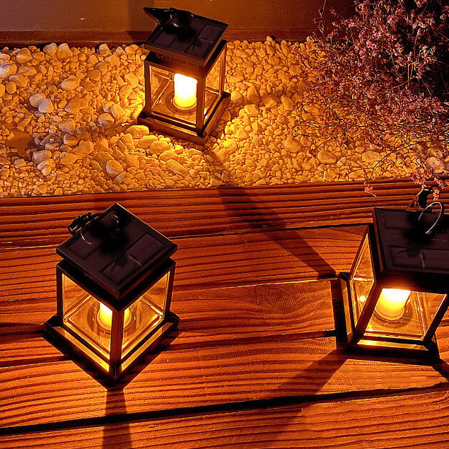 LED Candle Lantern for Outdoors - Solar-Powered with Glass Panels