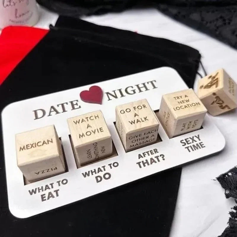 Couples Dice Game Set Natural Wood Board & Dice