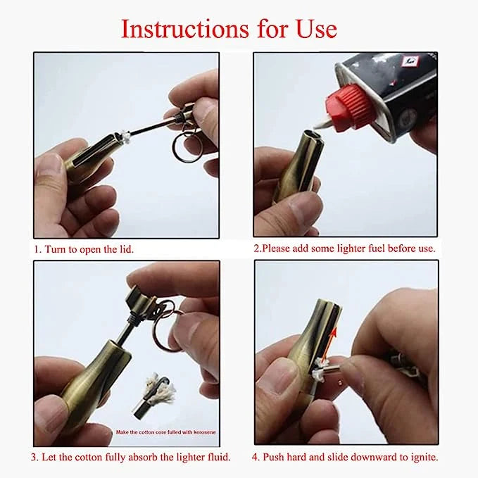Survival Match Flint Firestarter Waterproof & Refillable