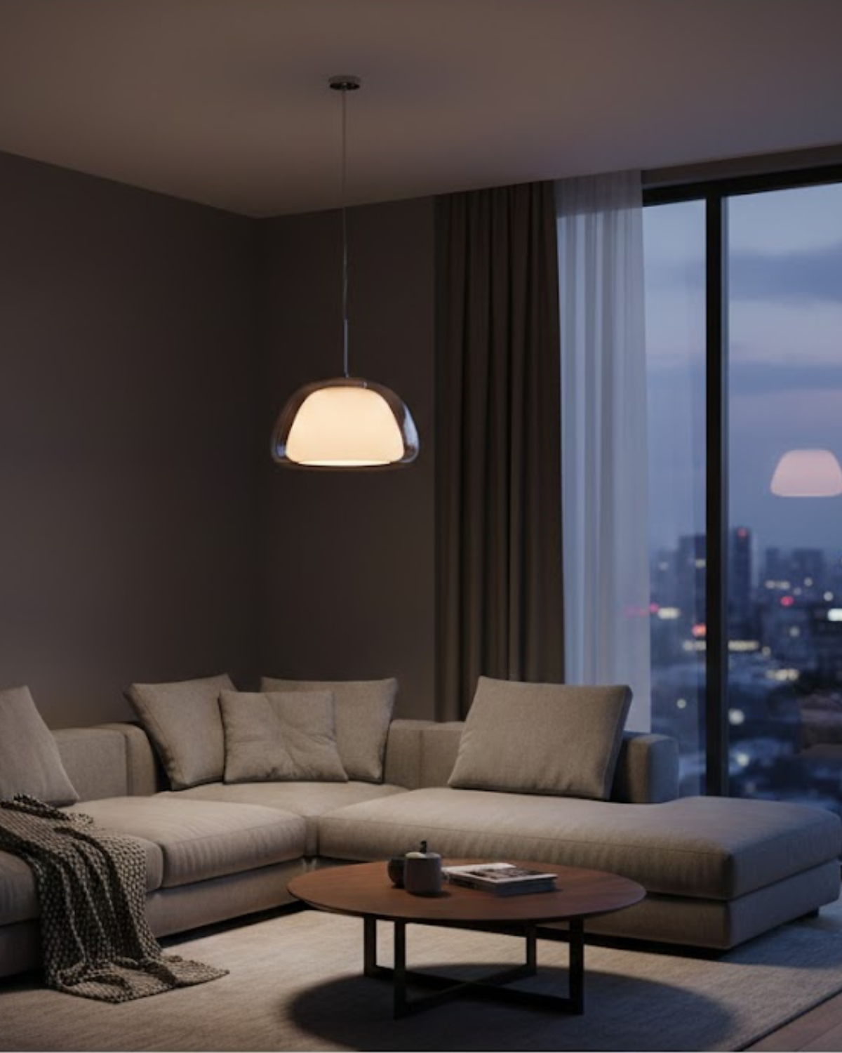 Frosted & Translucent Glass Dome Pendant Light
