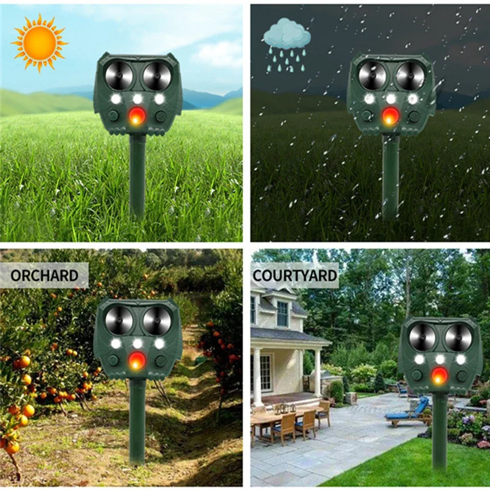 Outdoor Animal Repeller Solar Powered Ultrasonic & PIR Sensor