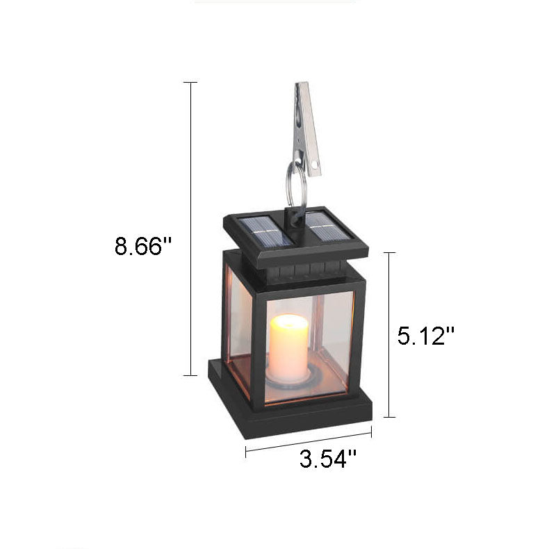 LED Candle Lantern for Outdoors - Solar-Powered with Glass Panels